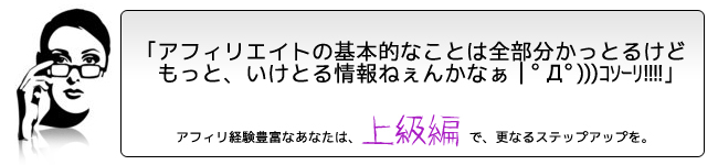 アフィリエイト経験が豊富である程度完成されている方の上級編入口